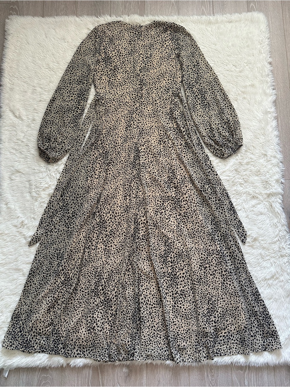 Baltic Born Dress Cha Cha Print Maxi Leopard Cheetah Long Sleeve V-neck Sz M - Picture 5 of 15